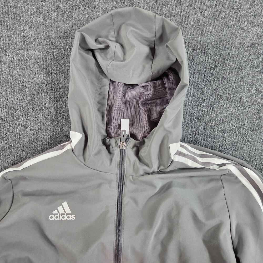 Adidas Gray Zip Up Long Sleeve Hooded Windbreaker Aeroready Women’s Size M